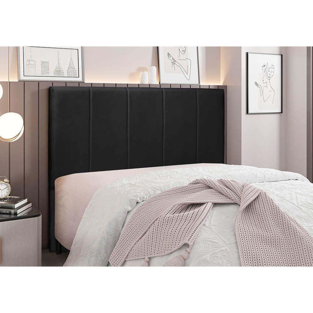 Cabeceira Cama Box King 195 Cm Arizona Veludo S04 - D'rossi Cor Preto - 4