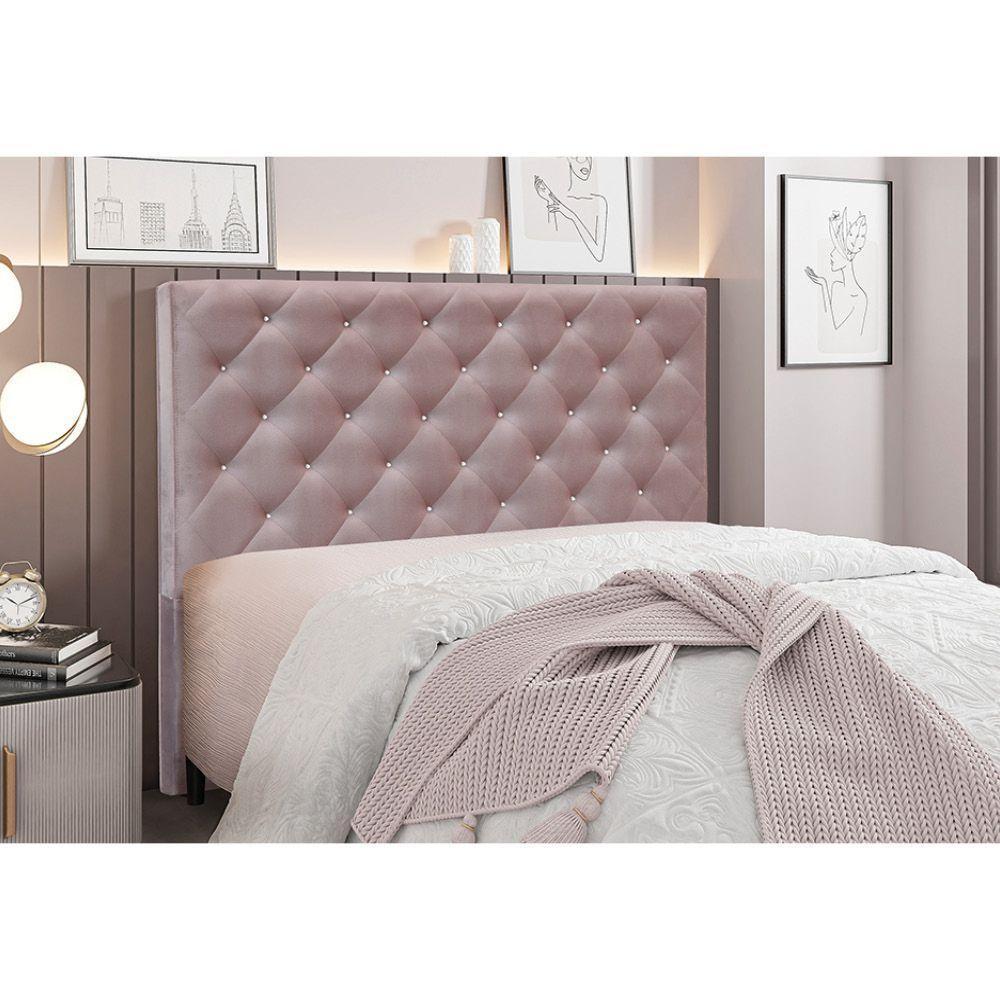 Cabeceira Cama Box Queen 160 Cm Tania Veludo S04 - D'rossi Cor Lilás - 4