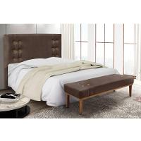Cabeceira Cama Box Casal 140cm E Recamier Gênova Veludo Marrom S04 - D'rossi - 5