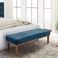 Divã Recamier Banco Base Madeira Para Quarto Gênova 90cm Veludo S04 - D'rossi Cor Azul Marinho - 4
