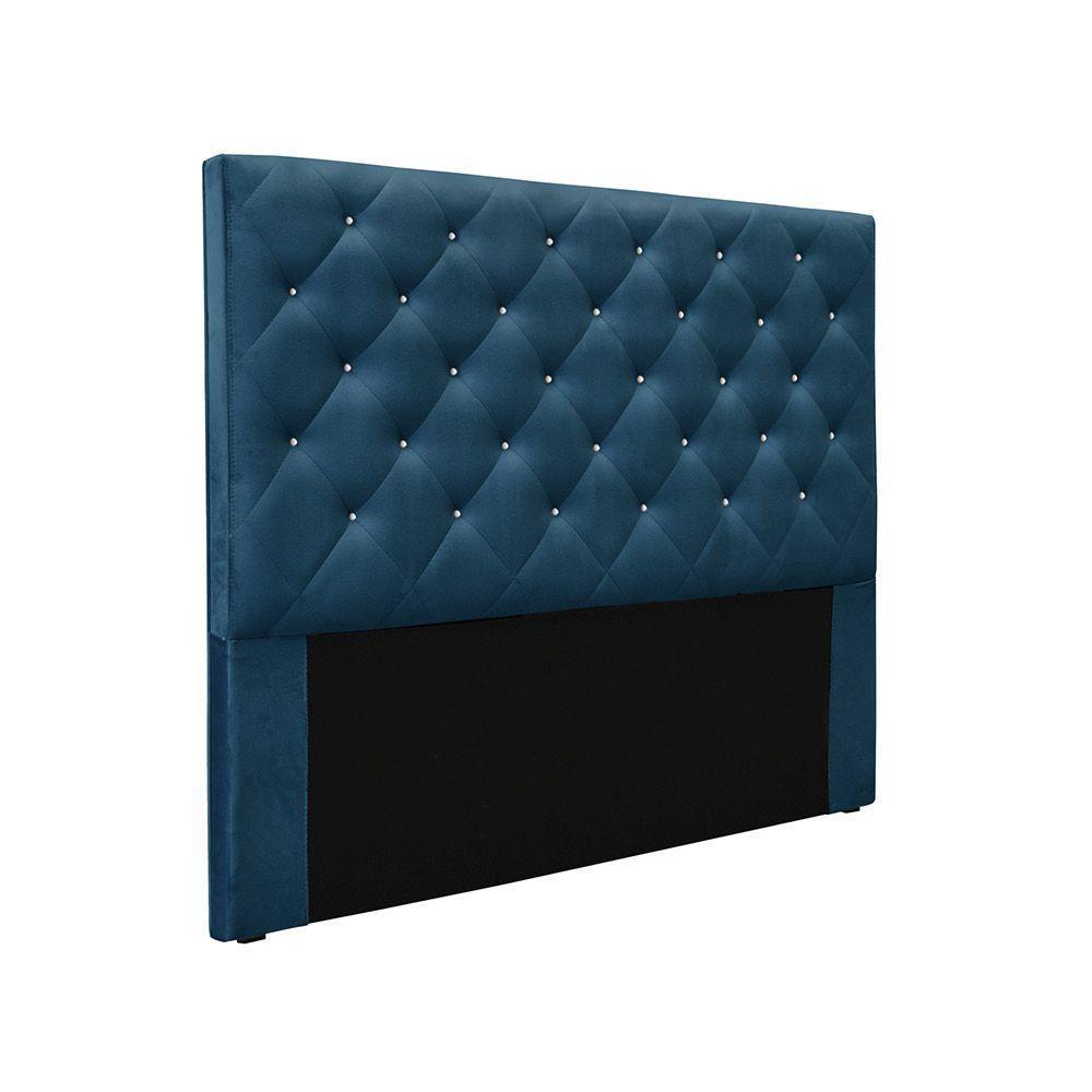Cabeceira Cama Box King 195 Cm Tania Veludo S04 - D'rossi Cor Azul Marinho - 1