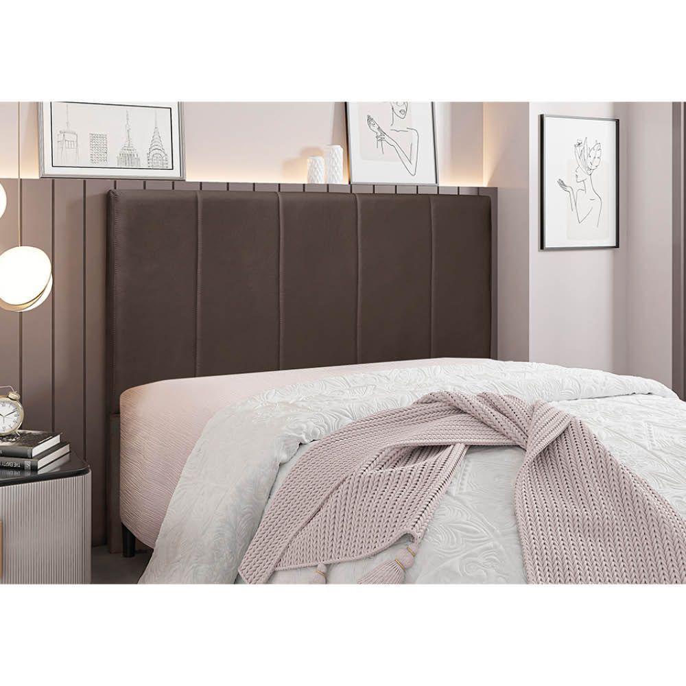 Cabeceira Cama Box Queen 160 Cm Arizona Veludo Marrom S04 - D'rossi - 4