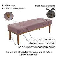 Divã Recamier Banco Base Madeira Para Quarto Gênova 160cm Veludo Lilás S04 - D'rossi - 3