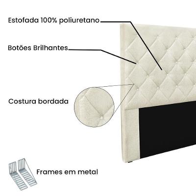 Cabeceira Cama Box Solteiro 90 Cm Tania Linho S04 - D'rossi Cor Natural