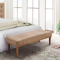 Divã Recamier Banco Base Madeira Para Quarto Gênova 140cm Suede S04 - D'rossi Cor Bege - 4