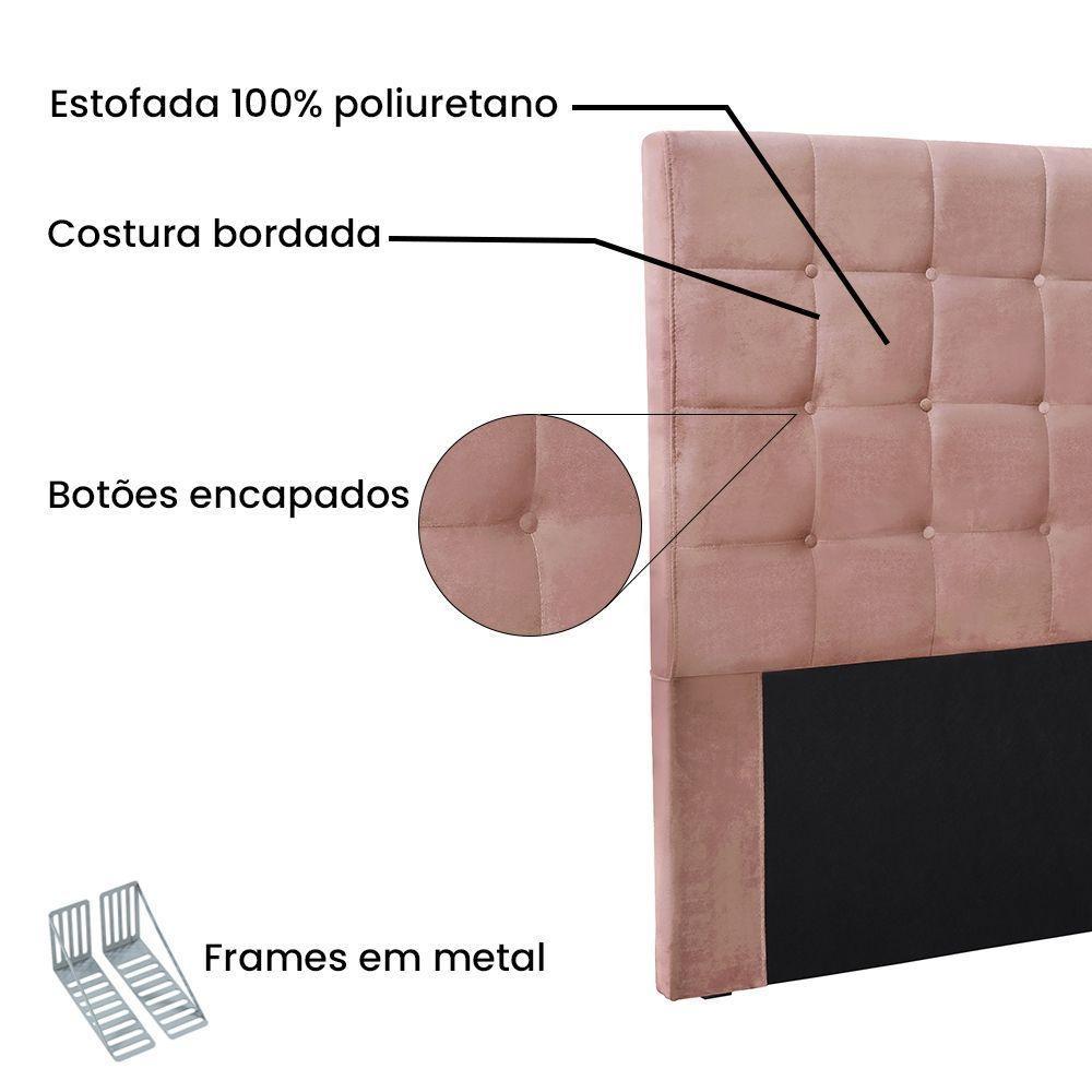Cabeceira Cama Box Casal 140 Cm Verona Veludo Rosa S04 - D'rossi - 3