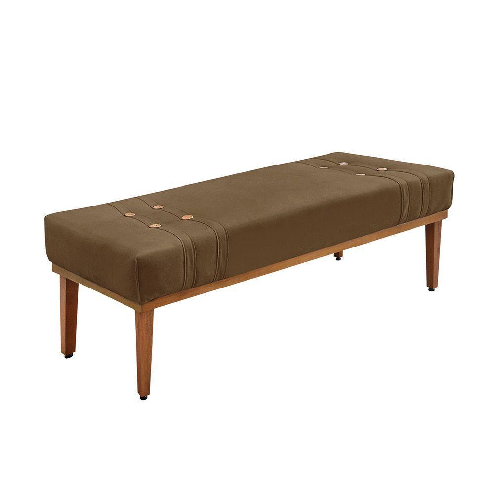 Divã Recamier Banco Base Madeira Para Quarto Gênova 195cm Suede S04 - D'rossi Cor Caramelo - 1