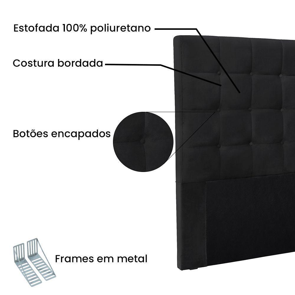 Cabeceira Cama Box King 195 Cm Verona Veludo Preto S04 - D'rossi - 3