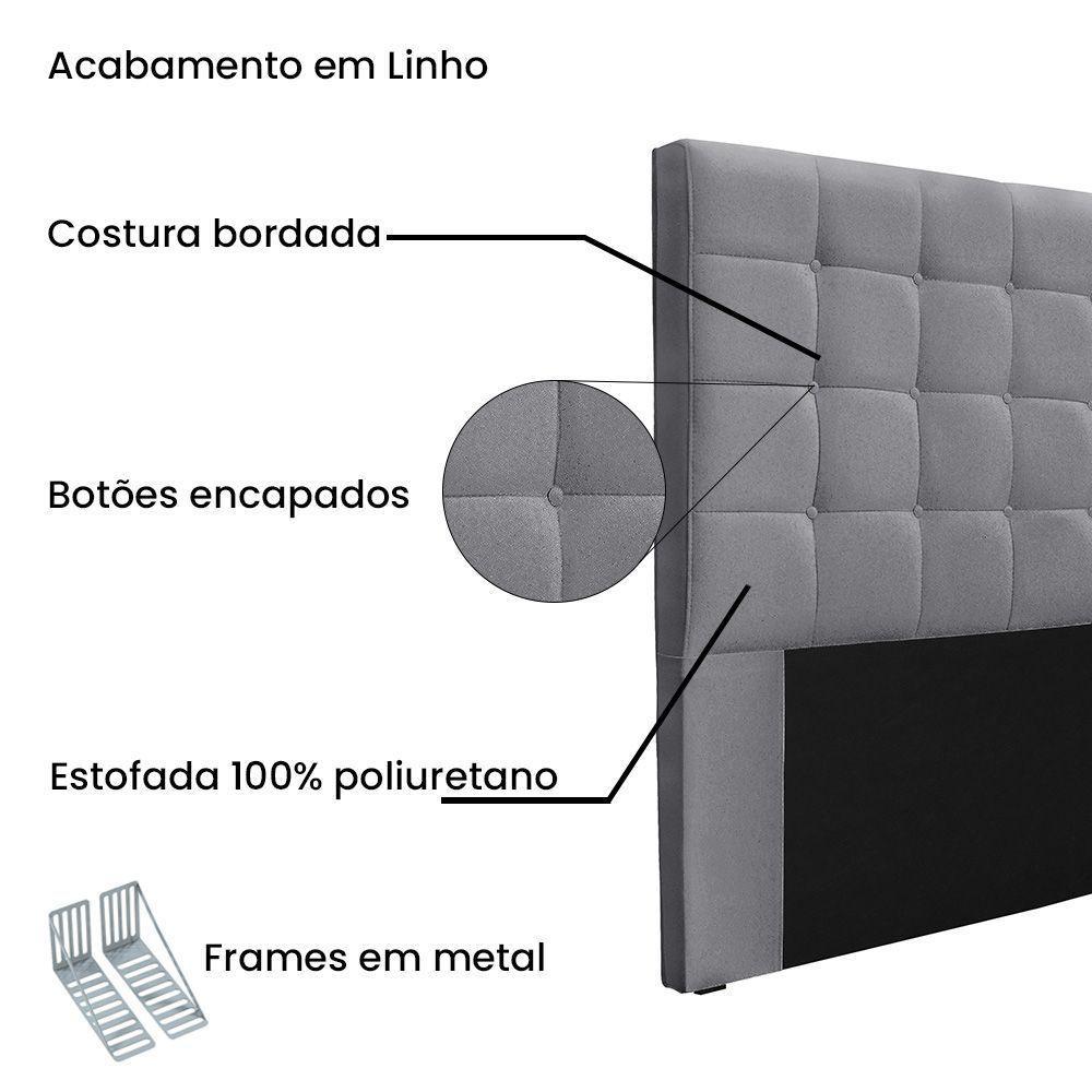 Cabeceira Cama Box Casal 140 Cm Verona Linho Cinza S04 - D'rossi - 3