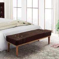 Divã Recamier Banco Base Madeira Para Quarto Gênova 160cm Suede S04 - D'rossi Cor Café - 4