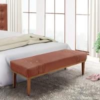 Divã Recamier Banco Base Madeira Para Quarto Gênova 195cm Veludo S04 - D'rossi Cor Cobre - 4