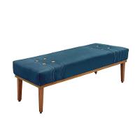 Divã Recamier Banco Base Madeira Para Quarto Gênova 195cm Veludo S04 - D'rossi Cor Azul Marinho - 1