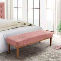 Divã Recamier Banco Base Madeira Para Quarto Gênova 195cm Veludo S04 - D'rossi Cor Rosa - 4