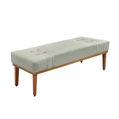 Divã Recamier Banco Base Madeira Para Quarto Gênova 195cm Veludo Prata S04 - D'rossi