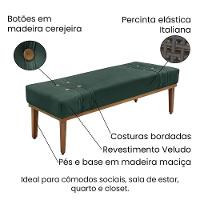 Divã Recamier Retrô Base Madeira Para Quarto Gênova 140cm Veludo Verde S04 - D'rossi - 4