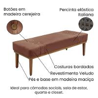 Divã Recamier Banco Base Madeira Para Quarto Gênova 160cm Veludo S04 - D'rossi Cor Cobre - 3