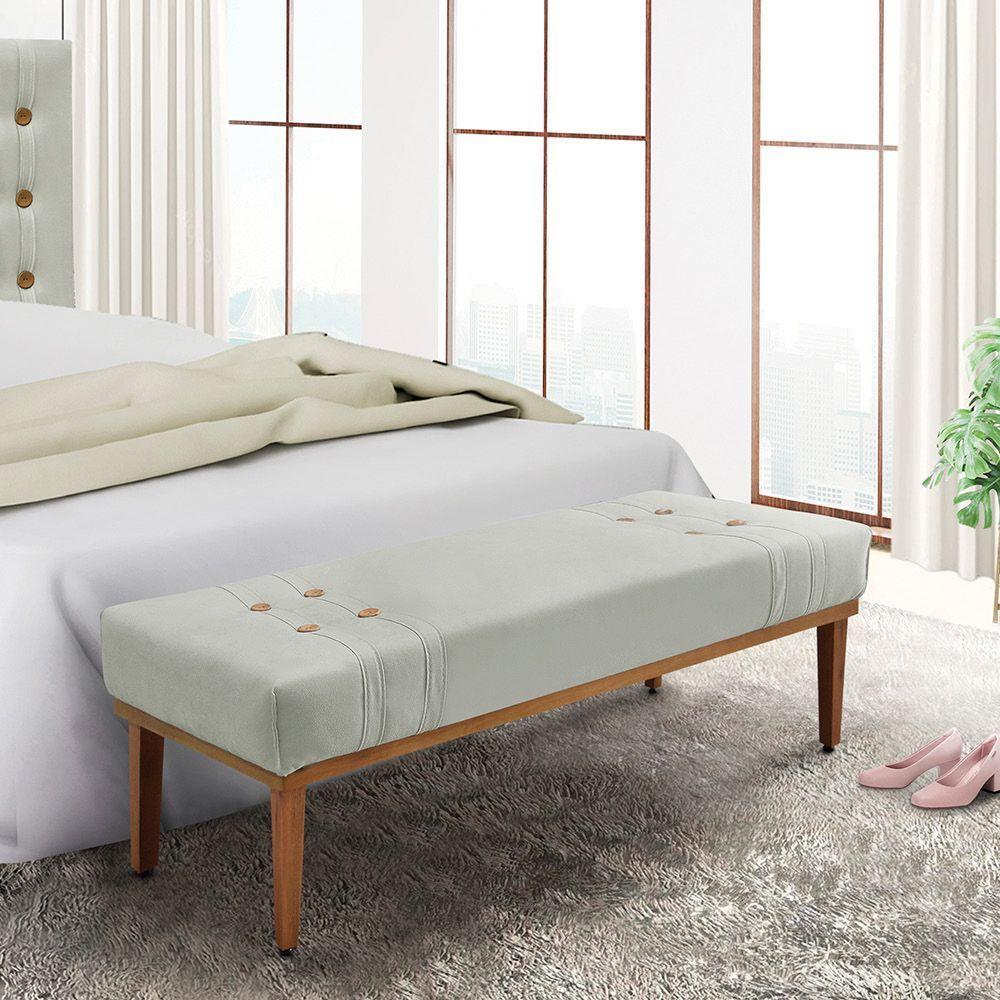 Divã Recamier Retrô Base Madeira Para Quarto Gênova 140cm Veludo Prata S04 - D'rossi - 4