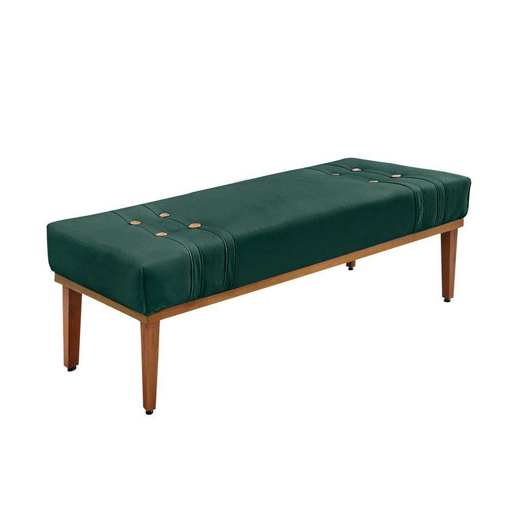Divã Recamier Banco Base Madeira Para Quarto Gênova 195cm Veludo S04 - D'rossi Cor Verde - 1