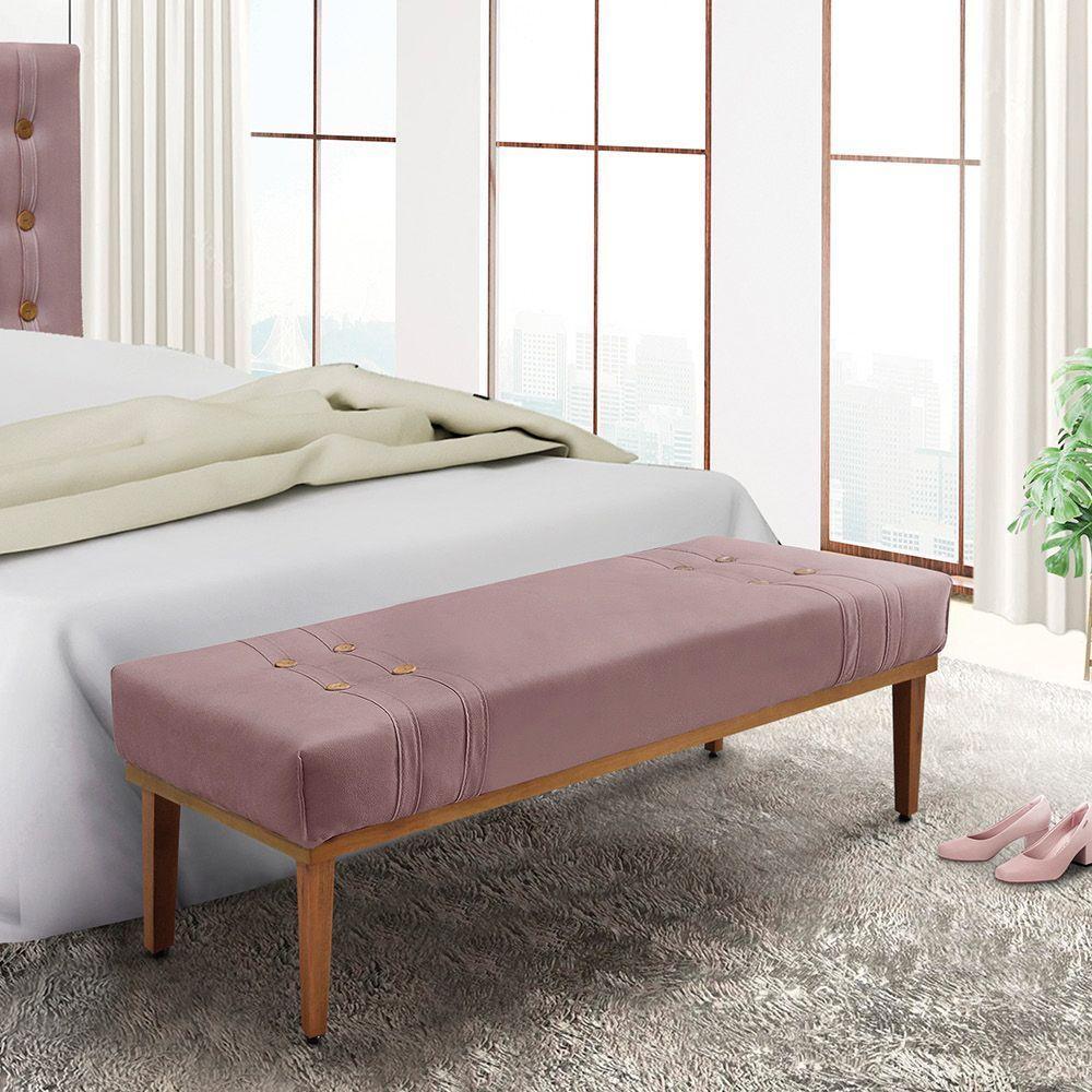 Divã Recamier Retrô Base Madeira Para Quarto Gênova 140cm Veludo Lilás S04 - D'rossi - 4
