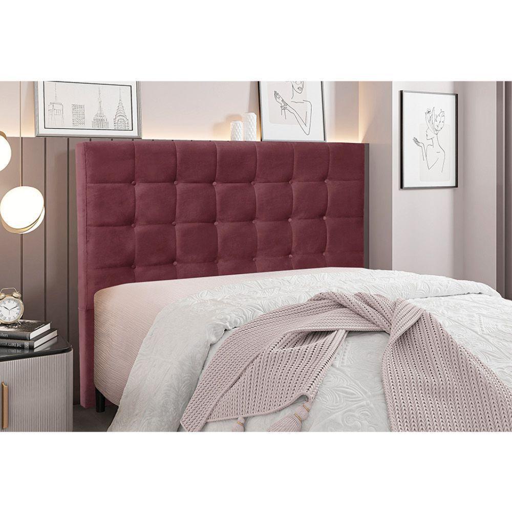 Cabeceira Cama Box Queen 160 Cm Verona Veludo Vinho S04 - D'rossi - 4