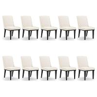 Cadeira Sala De Jantar Base Madeira Preto Kit 10 Sofia Veludo Bege D03 - D'rossi - 1