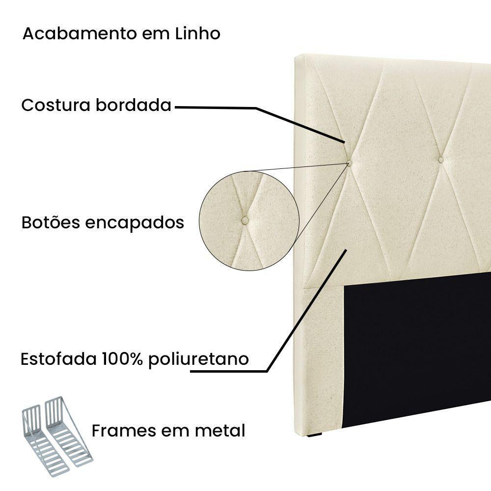 Cabeceira Cama Box King 195 Cm Aquilla Linho Pérola S04 - D'rossi - 3