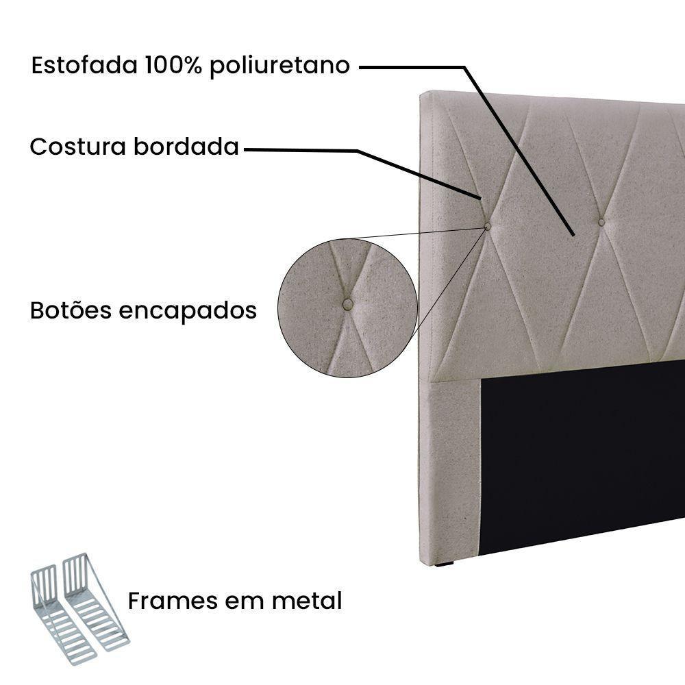 Cabeceira Cama Box Queen 160 Cm Aquilla Linho S04 - D'rossi Cor Areia - 3