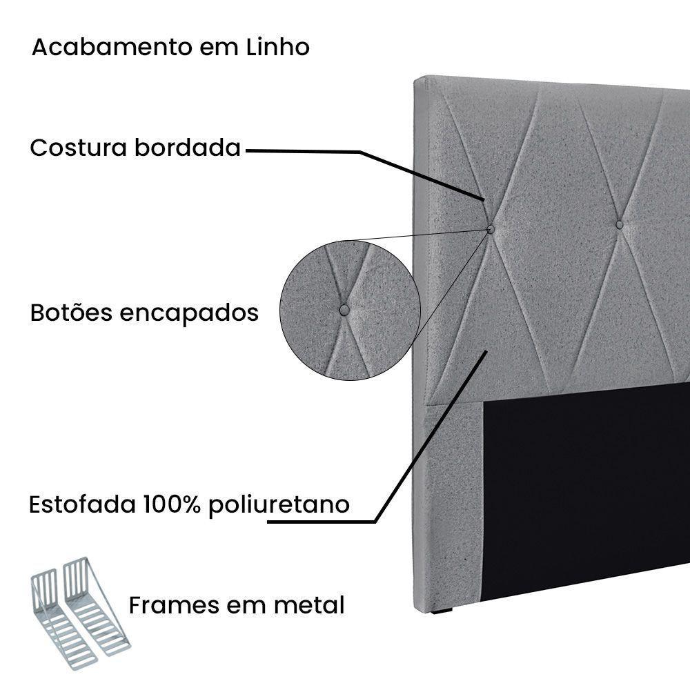 Cabeceira Cama Box King 195 Cm Aquilla Linho S04 - D'rossi Cor Cinza - 3