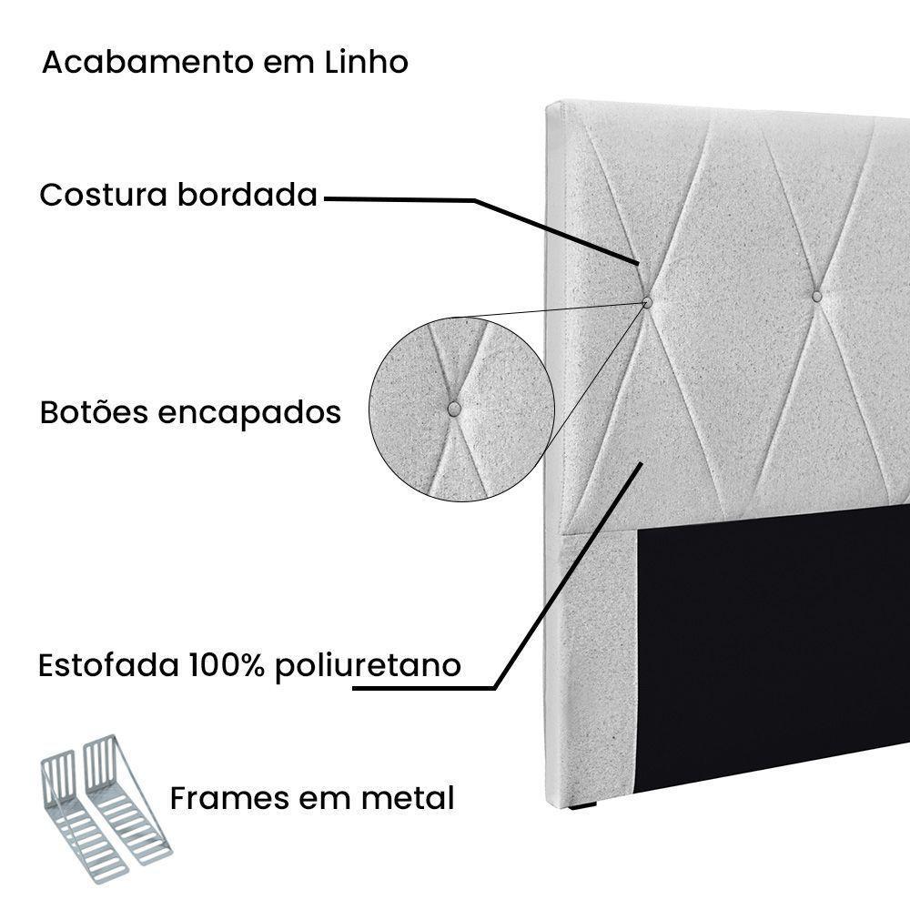 Cabeceira Cama Box Casal 140 Cm Aquilla Linho S04 - D'rossi Cor Grigio - 3
