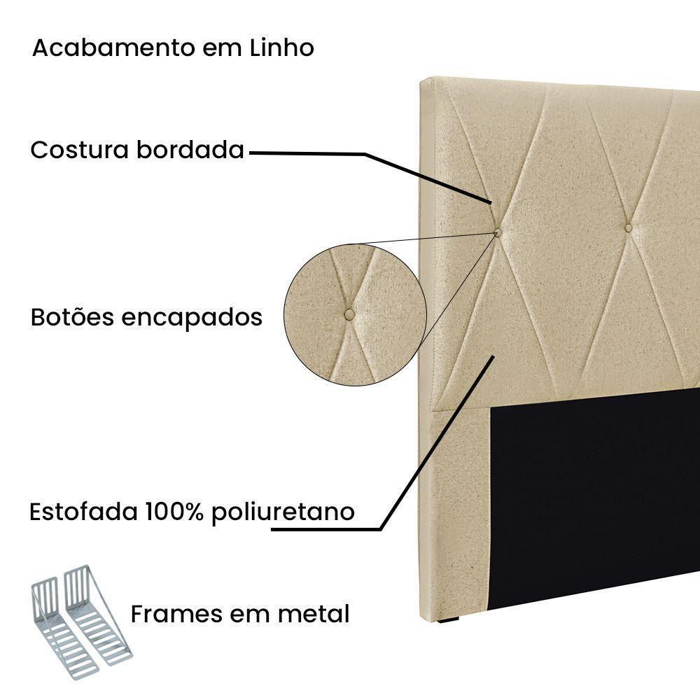 Cabeceira Cama Box Queen 160 Cm Aquilla Linho Dourado S04 - D'rossi - 3