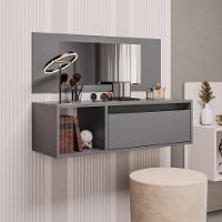 Penteadeira Camarin Suspenso Espelho 1p Nicho Quarto Mayumi 90cm Grafite M12 - D'rossi - 4