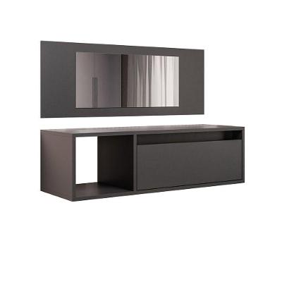 Penteadeira Camarin Suspenso Espelho 1p Nicho Quarto Mayumi 90cm Preto M12 - D'rossi