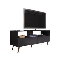 Rack Para Sala Bancada De Tv 55 Pol 136cm Pés Retrô Billy Preto M12 - D'rossi - 1