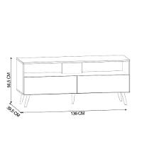 Rack Para Sala Bancada De Tv 55 Pol 136cm Pés Retrô Billy Preto M12 - D'rossi - 2