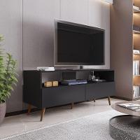 Rack Para Sala Bancada De Tv 55 Pol 136cm Pés Retrô Billy Preto M12 - D'rossi - 4