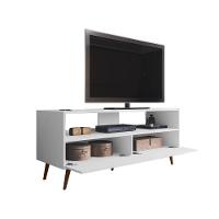 Rack Para Sala Bancada De Tv 55 Pol 136cm Pés Retrô Billy Branco M12 - D'rossi - 3