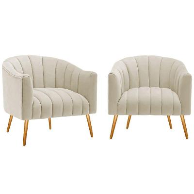 Kit 2 Poltronas Decorativas Sala De Estar Recepção Senna Bouclé - Amarena Móveis Cor Bege