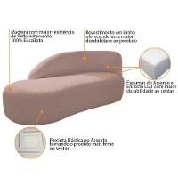 Kit Divã Luna 140cm Lado Esquerdo E 02 Poltronas Base De Ferro Dourado Linho Cor Rosê - 7