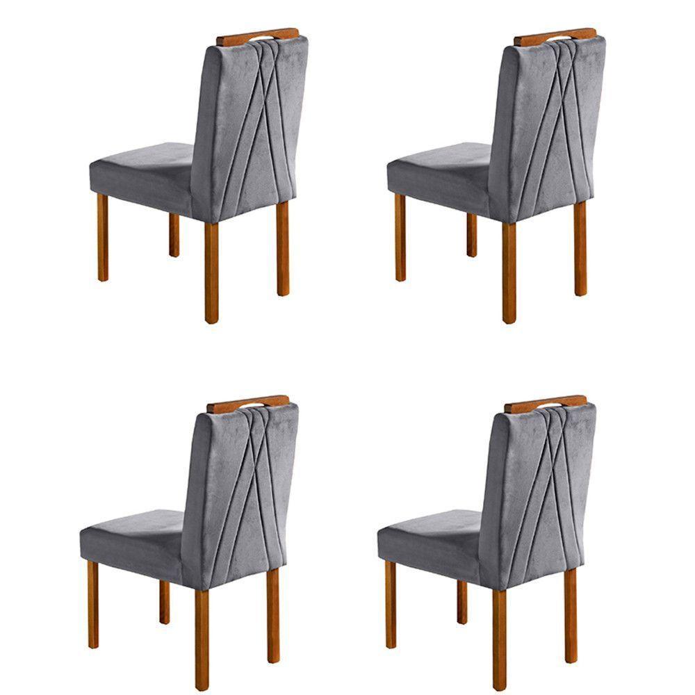 Conjunto 4 Cadeiras Safira Em Madeira Maciça Móveis Mundial Cinza Profundo - 6