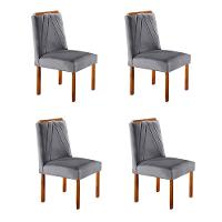 Conjunto 4 Cadeiras Safira Em Madeira Maciça Móveis Mundial Cinza Profundo - 1