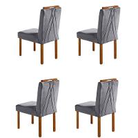 Conjunto 4 Cadeiras Safira Em Madeira Maciça Móveis Mundial Cinza Profundo - 6