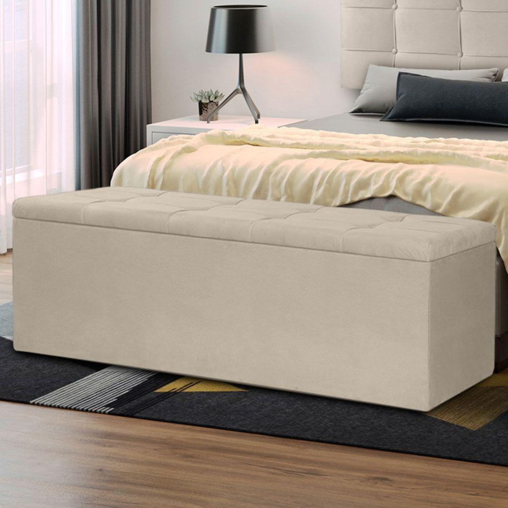 Calçadeira Recamier Baú Solteiro 0,90m Roma Suede Bege - Pallazio - 5