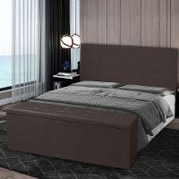 Kit Cabeceira E Calçadeira Baú Queen 1,60m Berlim Corano - Pallazio Cor Marrom - 7