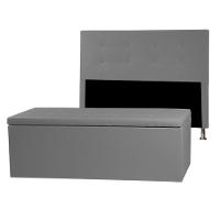 Kit Cabeceira E Calçadeira Baú King 1,95m Berlim Corano - Pallazio Cor Cinza - 1