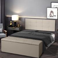 Kit Painel E Calçadeira Baú Solteiro 0,90m Roma Suede Bege - Pallazio - 7