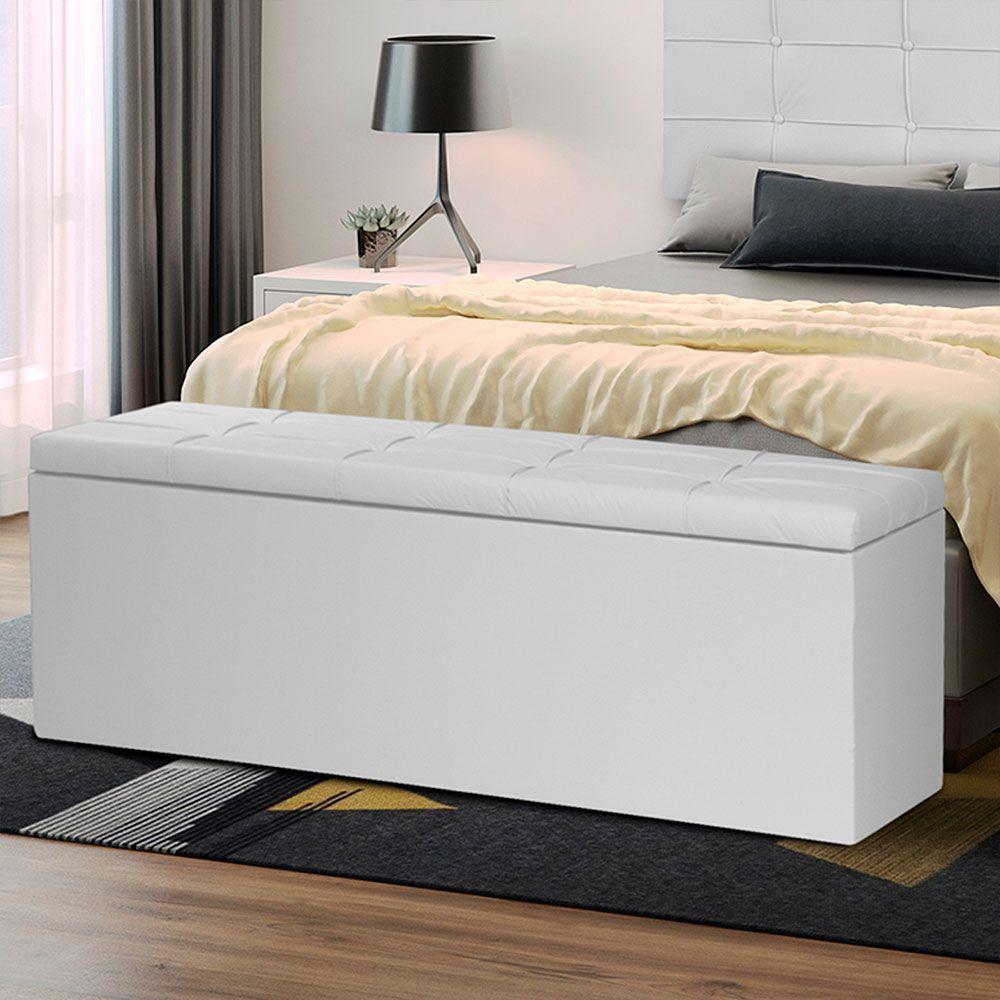 Calçadeira Recamier Baú Casal 1,40m Roma Corano - Pallazio Cor Branco - 4