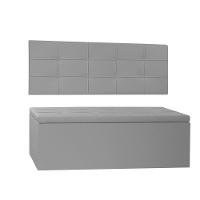 Kit Painel E Calçadeira Baú Casal 1,40m Roma Corano - Pallazio Cor Cinza - 1