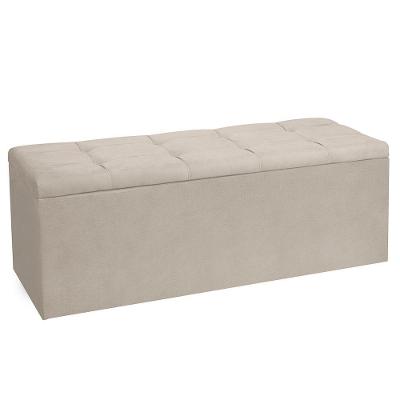 Calçadeira Recamier Baú King 1,95m Roma Suede Bege - Pallazio