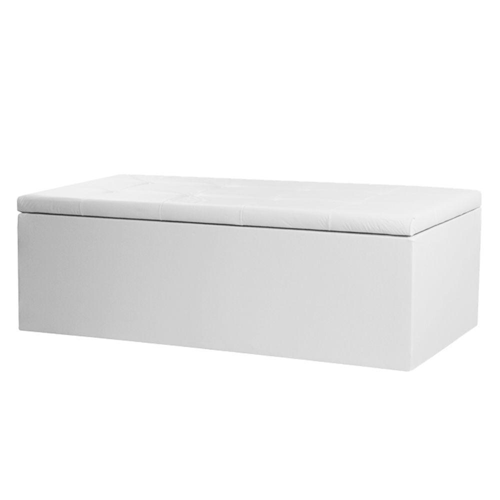 Kit Cabeceira E Calçadeira Baú Casal 1,40m Berlim Corano Branco - Pallazio - 4