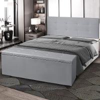 Kit Painel E Calçadeira Baú Casal 1,40m Berlim Corano Cinza - Pallazio - 6